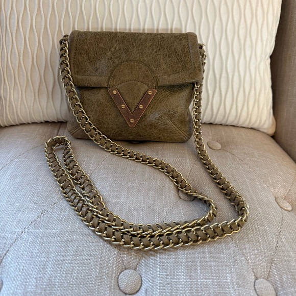 Pour La Victoire Distressed Olive Leather Mini Crossbody - Picture 4 of 6